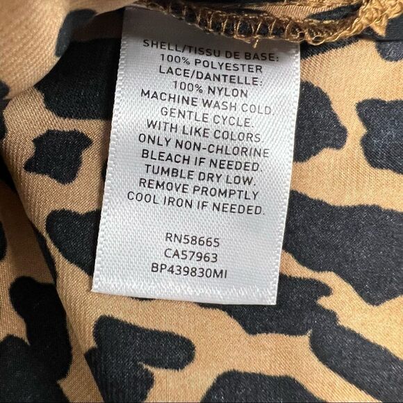 bp Camisole Top Leopard Print Brown Black Lace Fringe Spaghetti Straps XS - Picture 5 of 12